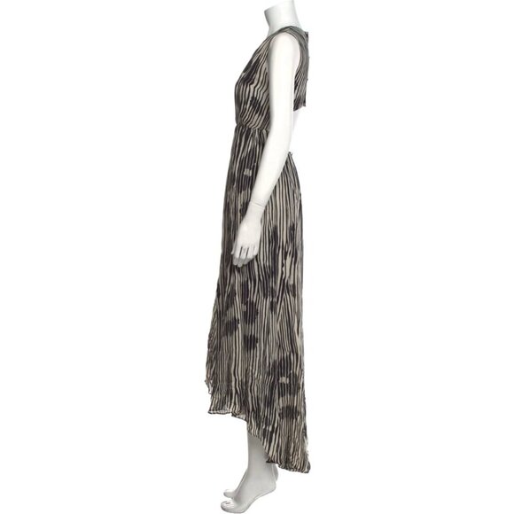 Alice + Olivia Lexa V Neck Ruched Silk Long Maxi Cutout Dress 0 #7993 - Picture 5 of 9